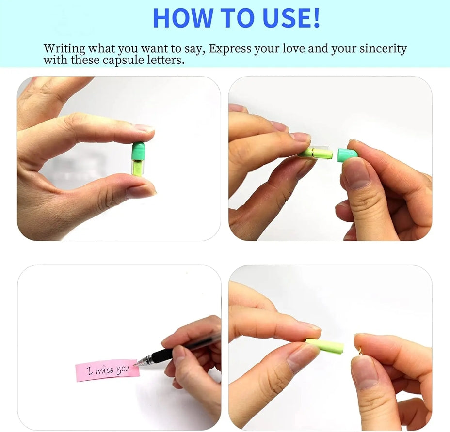 200pcs Message Capsule In Bottle Transparent Letter Love Pill Roll Paper party for gift ceremony