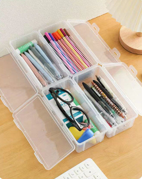 4pcs Transparent PencilCase Sketch Plastic Pencil Case Storage Case Art Student Pencil Case Large Capacity Box