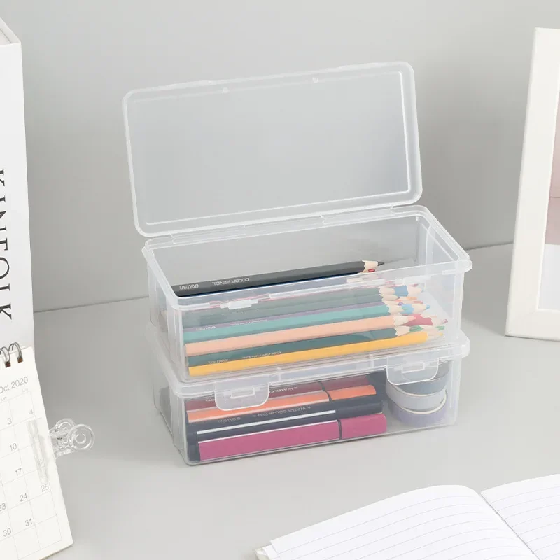 4pcs Transparent PencilCase Sketch Plastic Pencil Case Storage Case Art Student Pencil Case Large Capacity Box