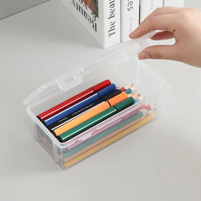 4pcs Transparent PencilCase Sketch Plastic Pencil Case Storage Case Art Student Pencil Case Large Capacity Box