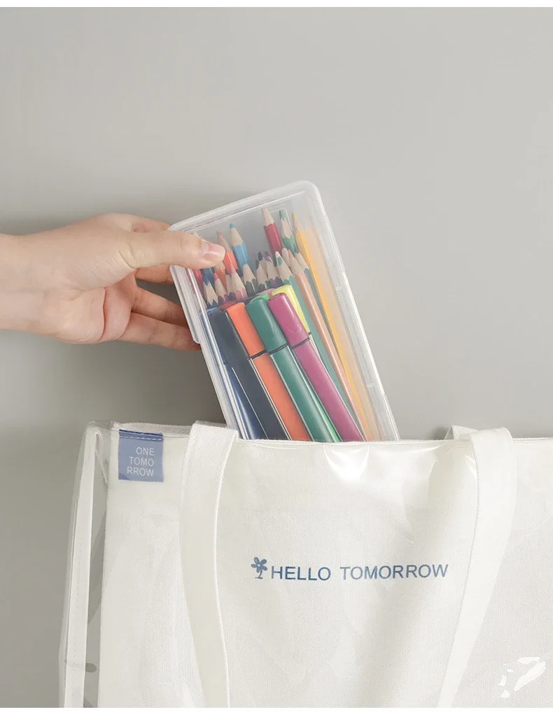 4pcs Transparent PencilCase Sketch Plastic Pencil Case Storage Case Art Student Pencil Case Large Capacity Box