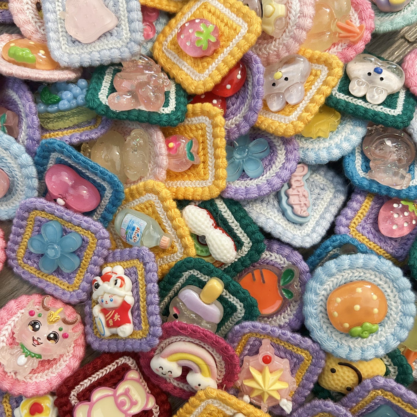 7pcs Handmade Crocheted Knitting Finished Product Cartoon Cute Patch Brooch chic