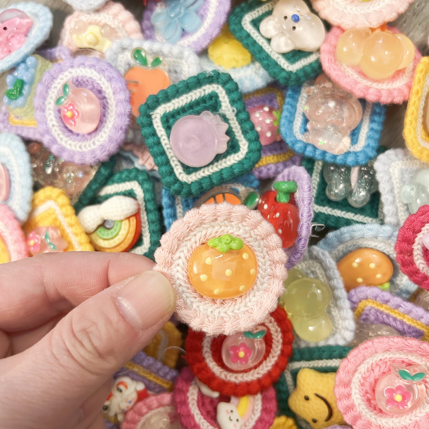 7pcs Handmade Crocheted Knitting Finished Product Cartoon Cute Patch Brooch chic