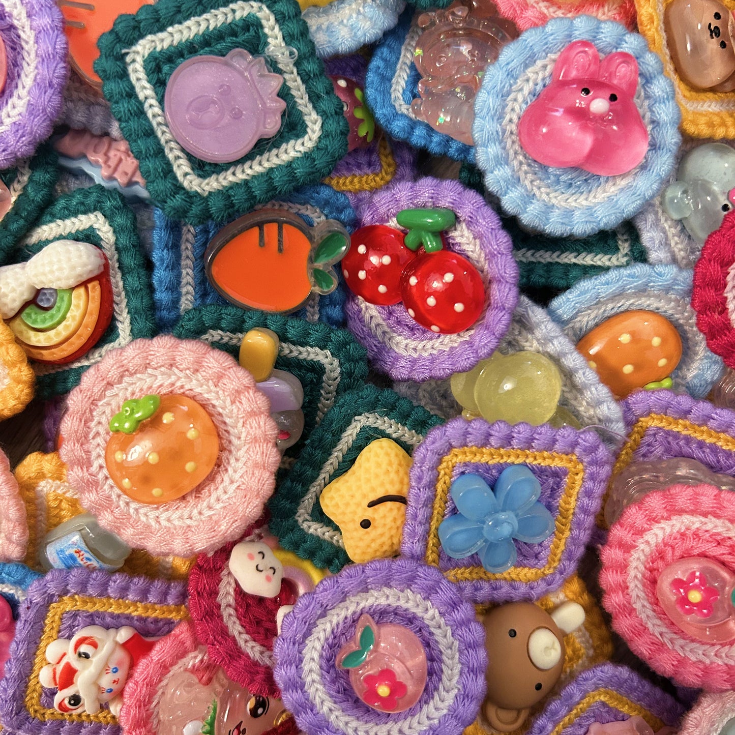 7pcs Handmade Crocheted Knitting Finished Product Cartoon Cute Patch Brooch chic