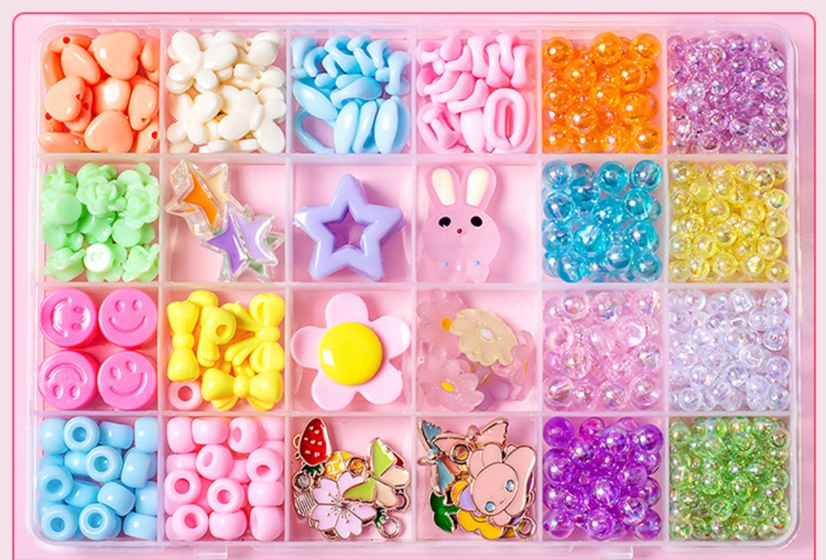 Creative 24Grid Beaded Necklace Toy Kid Girl DIY Jewelry Handmade Accessory gift