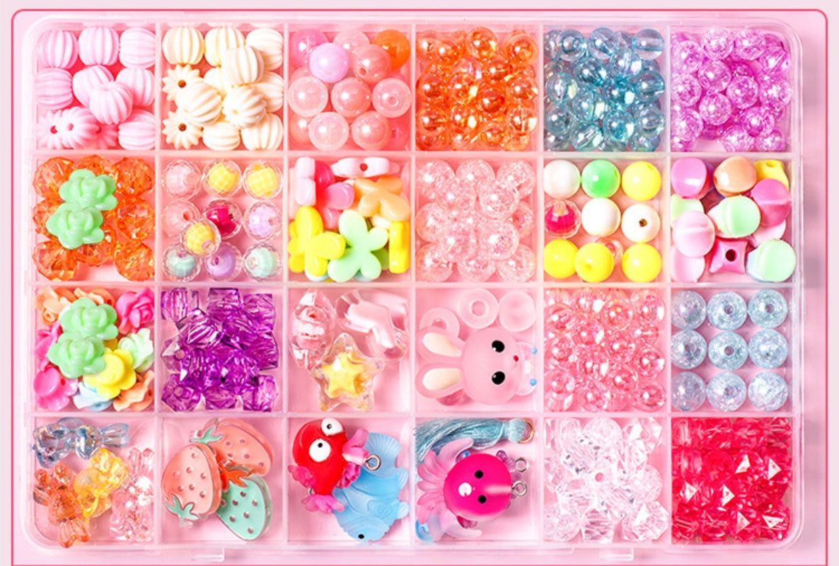 Creative 24Grid Beaded Necklace Toy Kid Girl DIY Jewelry Handmade Accessory gift