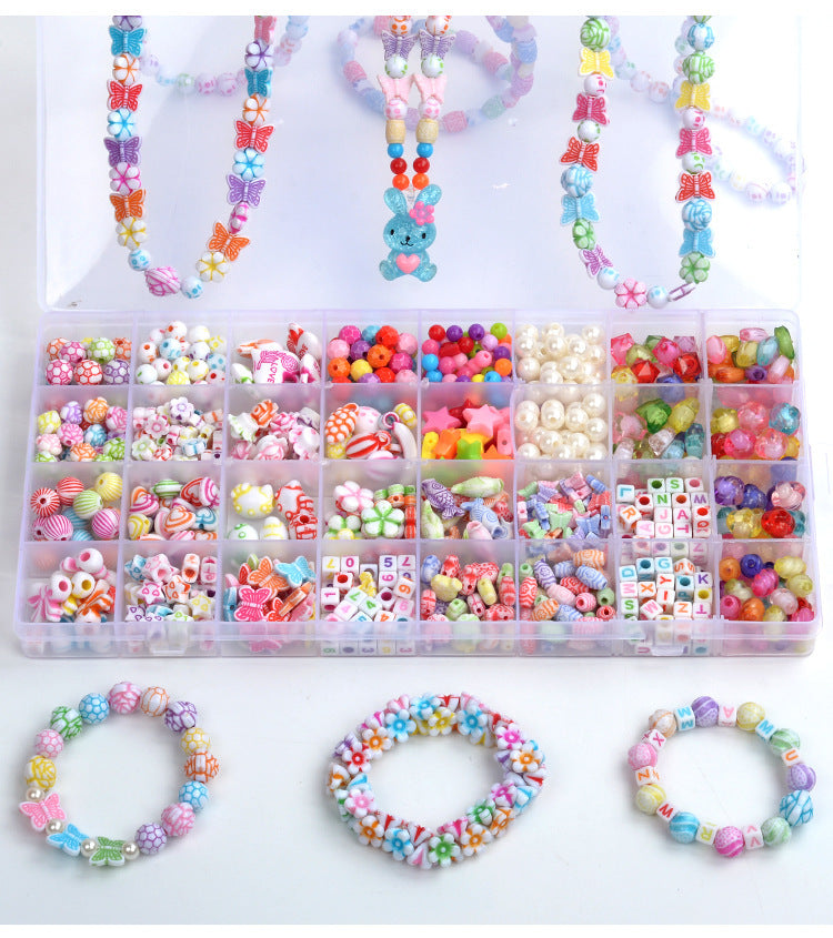 Creative 24Grid Beaded Necklace Toy Kid Girl DIY Jewelry Handmade Accessory gift