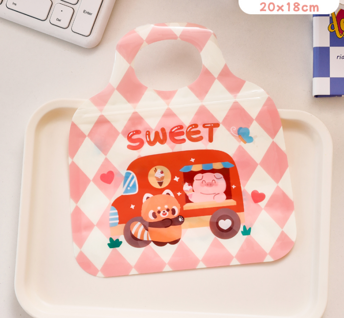 20pcs plastic portable cartoon Halloween candy bag sealed pocket kids snack gift Valentine's day birthday party