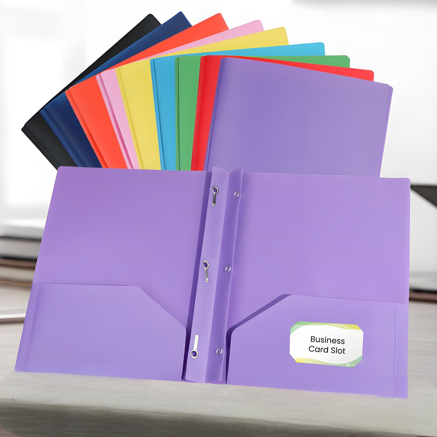Duotang 9Pcs/set Two Pocket Folder 9Colors Plastic File Folders for document school