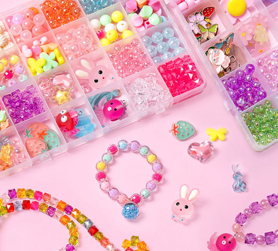 Creative 24Grid Beaded Necklace Toy Kid Girl DIY Jewelry Handmade Accessory gift