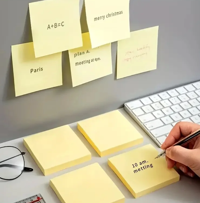 100 sheers/pack Sticky Notes Bright yellow and colorful Self-Stick Pads 3x3in Paper stationery school office