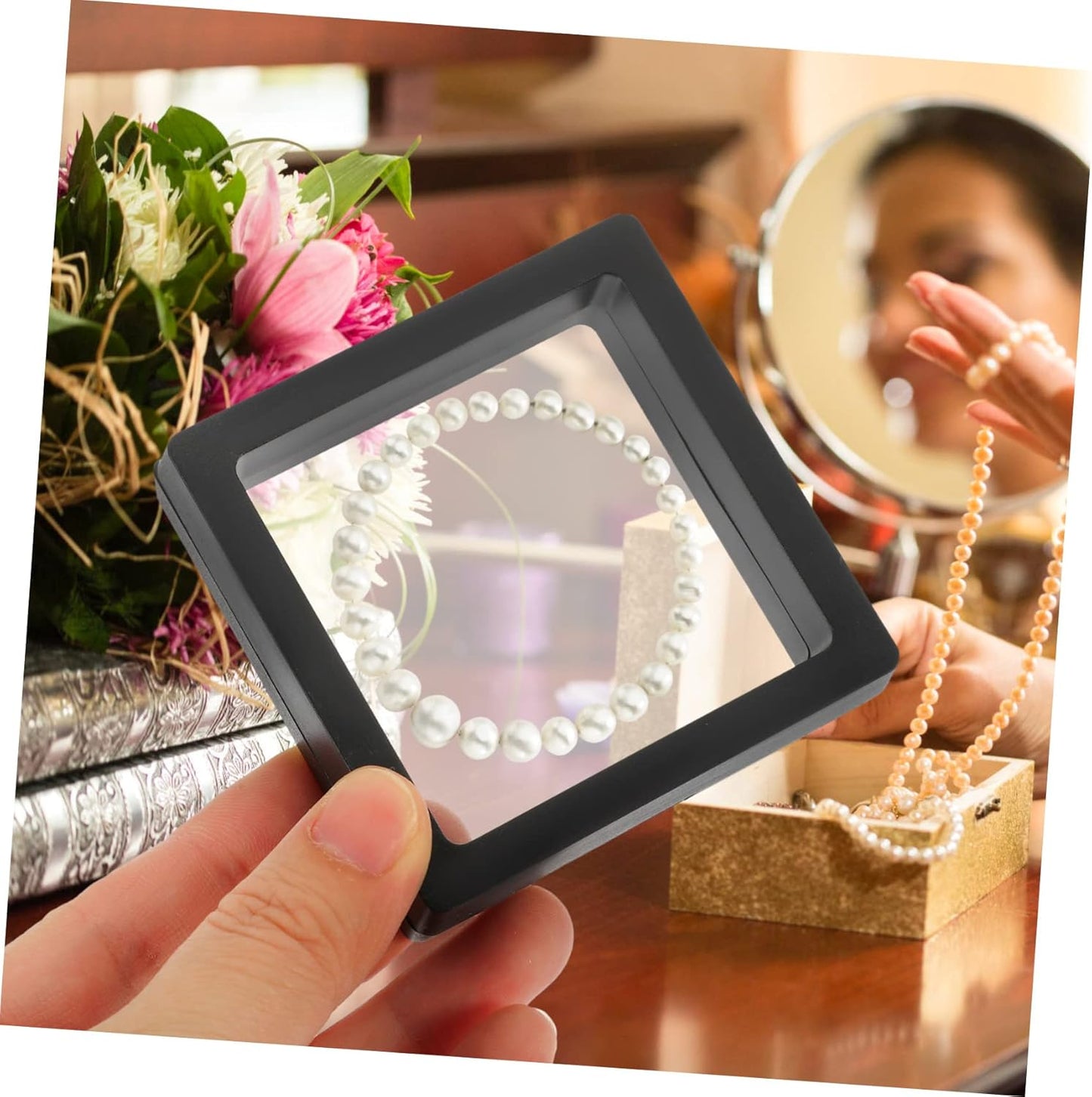 10pcs 9cm square 3D Floating Jewelry Coin Display medallions Box PE Film Jewelry