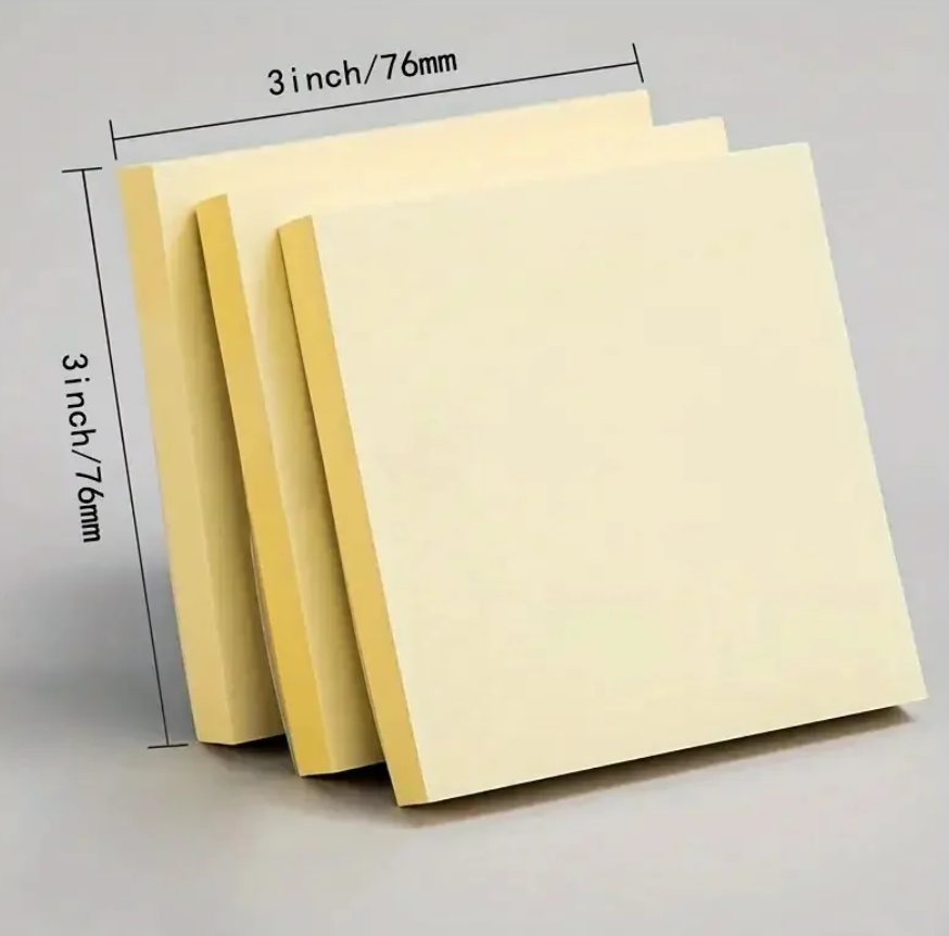 100 sheers/pack Sticky Notes Bright yellow and colorful Self-Stick Pads 3x3in Paper stationery school office