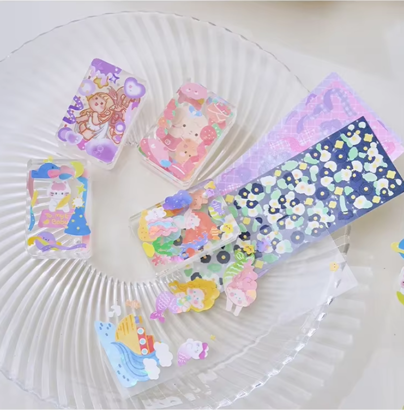 10sheets Laser Goo Card Stickers cute Korean Ins Sticker DIY Decor Scrapbooking