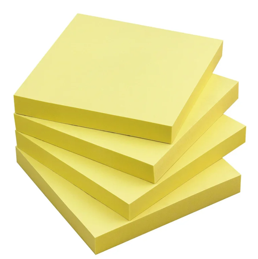 100 sheers/pack Sticky Notes Bright yellow and colorful Self-Stick Pads 3x3in Paper stationery school office