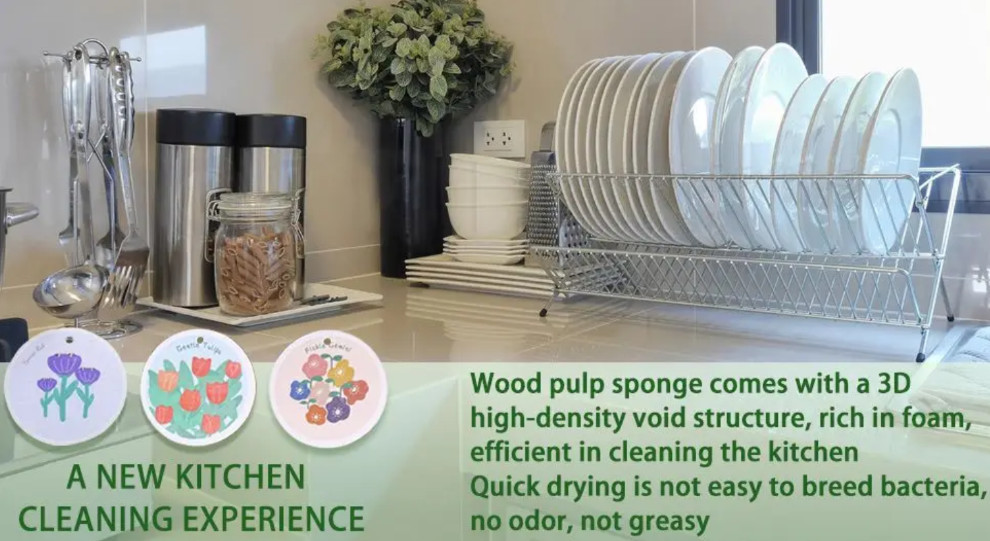 2pcs Kitchen Cleaning Sponges for Dishes Clean Super Absorbent Multiple uses bath cleaning