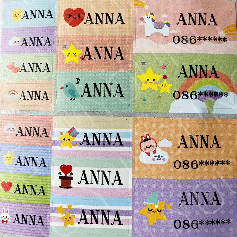 Name Stickers big size Customized Waterproof Personalized Label School stationery sticker cute cartoon stationary supplies for kids