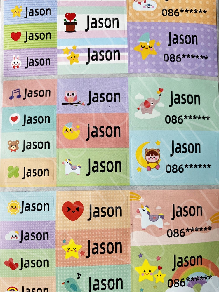 Name Stickers big size Customized Waterproof Personalized Label School stationery sticker cute cartoon stationary supplies for kids