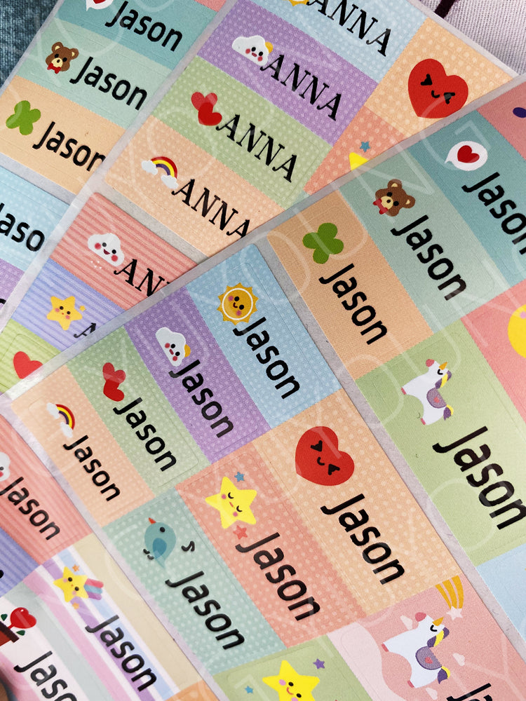 Name Stickers big size Customized Waterproof Personalized Label School stationery sticker cute cartoon stationary supplies for kids