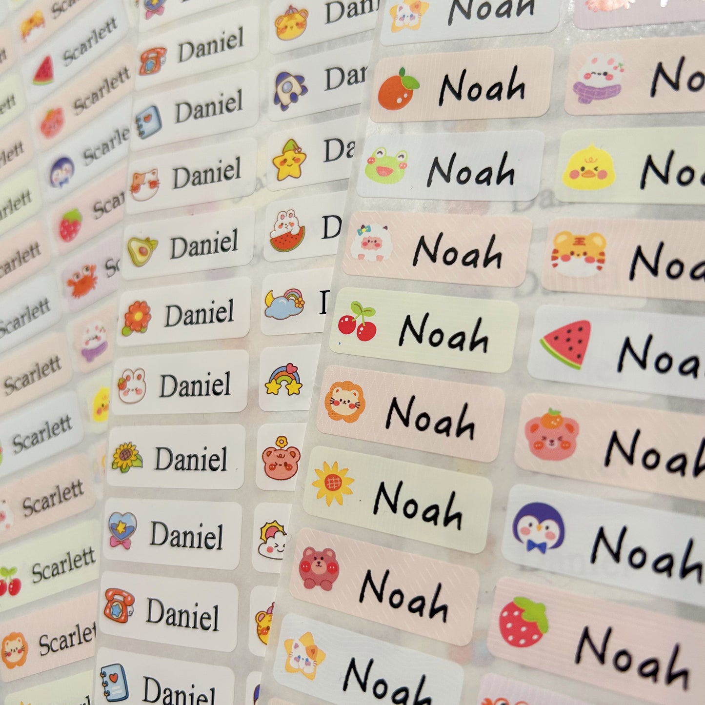 60pcs Waterproof Self-adhesive kids Name Tag Stickers Custom Personalized label cartoon sticker