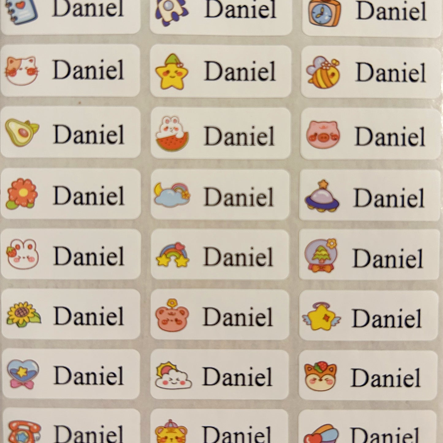 60pcs Waterproof Self-adhesive kids Name Tag Stickers Custom Personalized label cartoon sticker