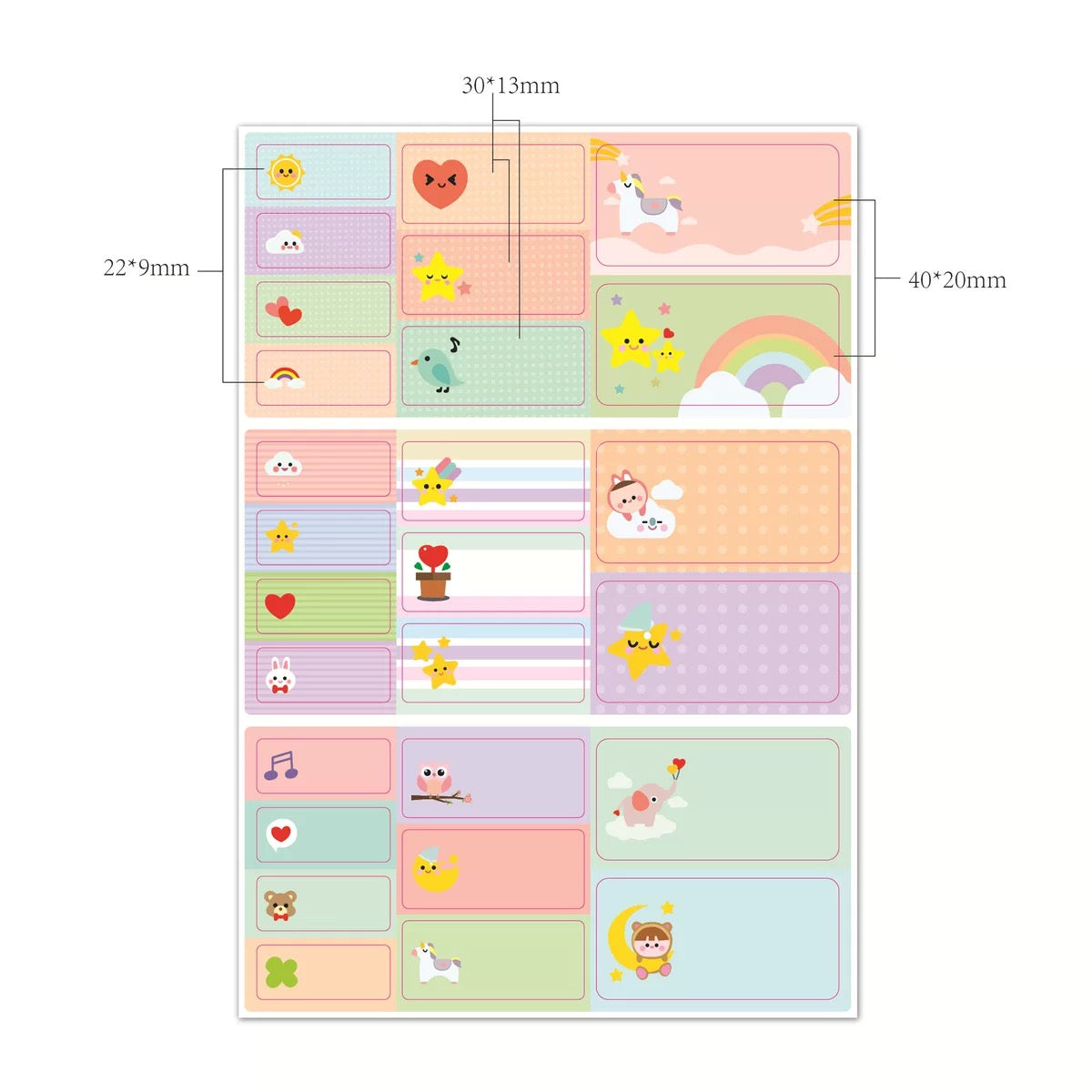 Name Stickers big size Customized Waterproof Personalized Label School stationery sticker cute cartoon stationary supplies for kids