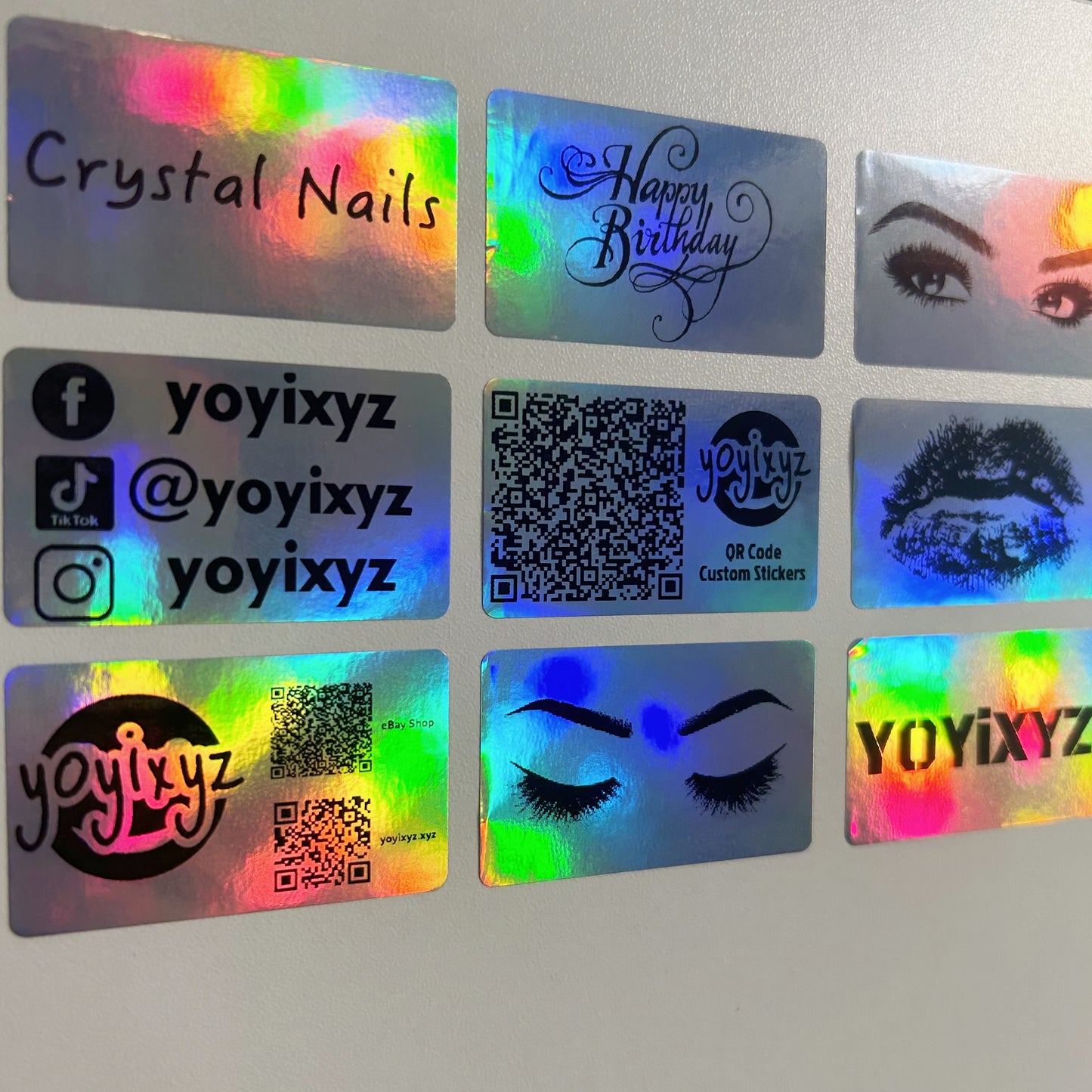different sizes Holographic stationery sticker Laser Personalized Stickers DIY label logo tag back to school