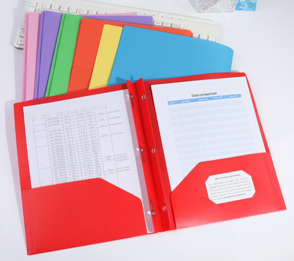 Duotang 9Pcs/set Two Pocket Folder 9Colors Plastic File Folders for document school