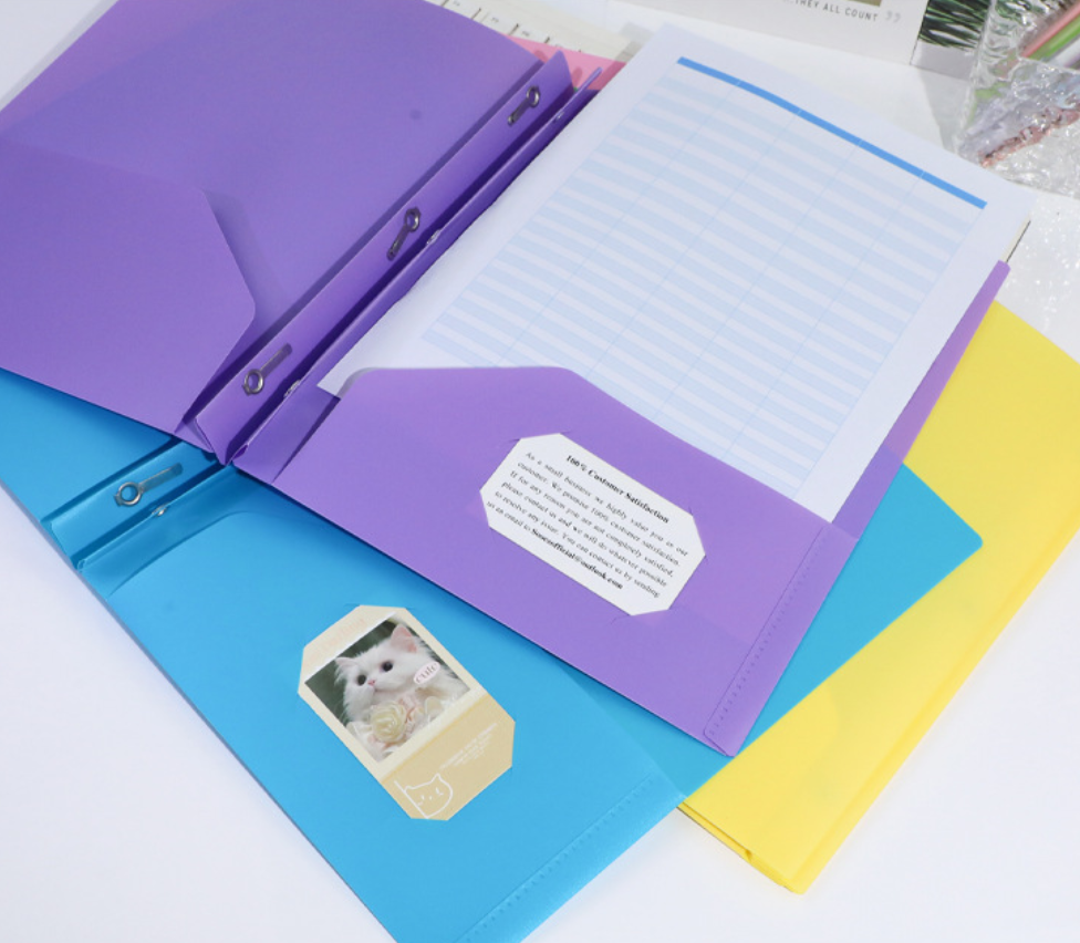 Duotang 9Pcs/set Two Pocket Folder 9Colors Plastic File Folders for document school