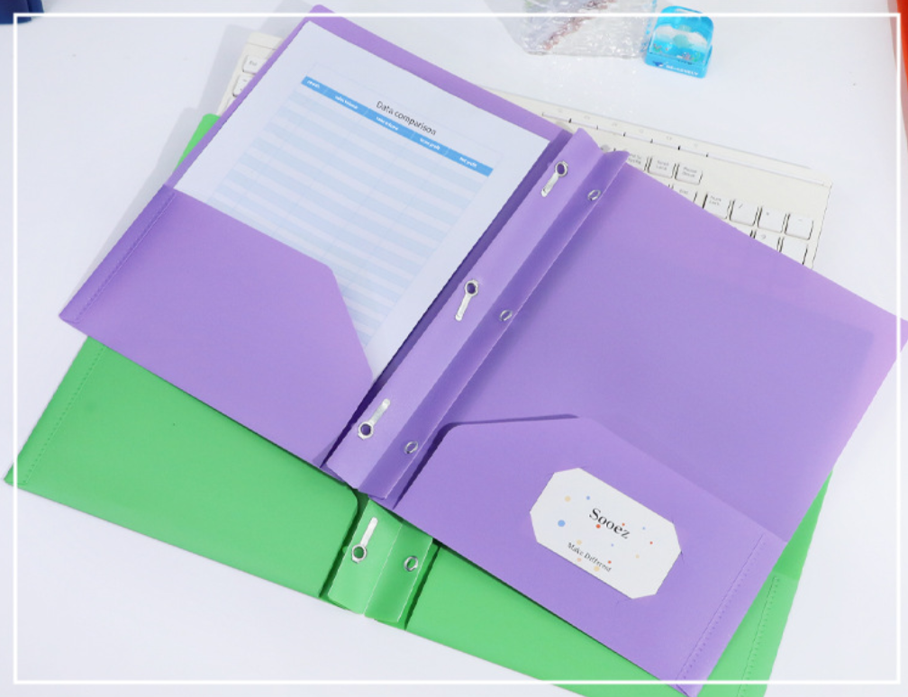 Duotang 9Pcs/set Two Pocket Folder 9Colors Plastic File Folders for document school