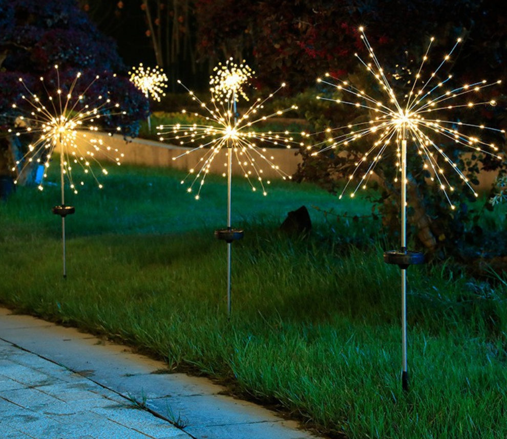 2PCS 120 led Outdoor Solar Firework Lights Waterproof Lawn decor yard Christmas