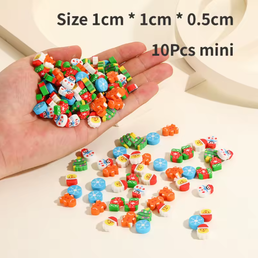 50Pcs/Lot Christmas Cartoon Eraser Cartoon Mini Fruit Animal Love Heart kid gift