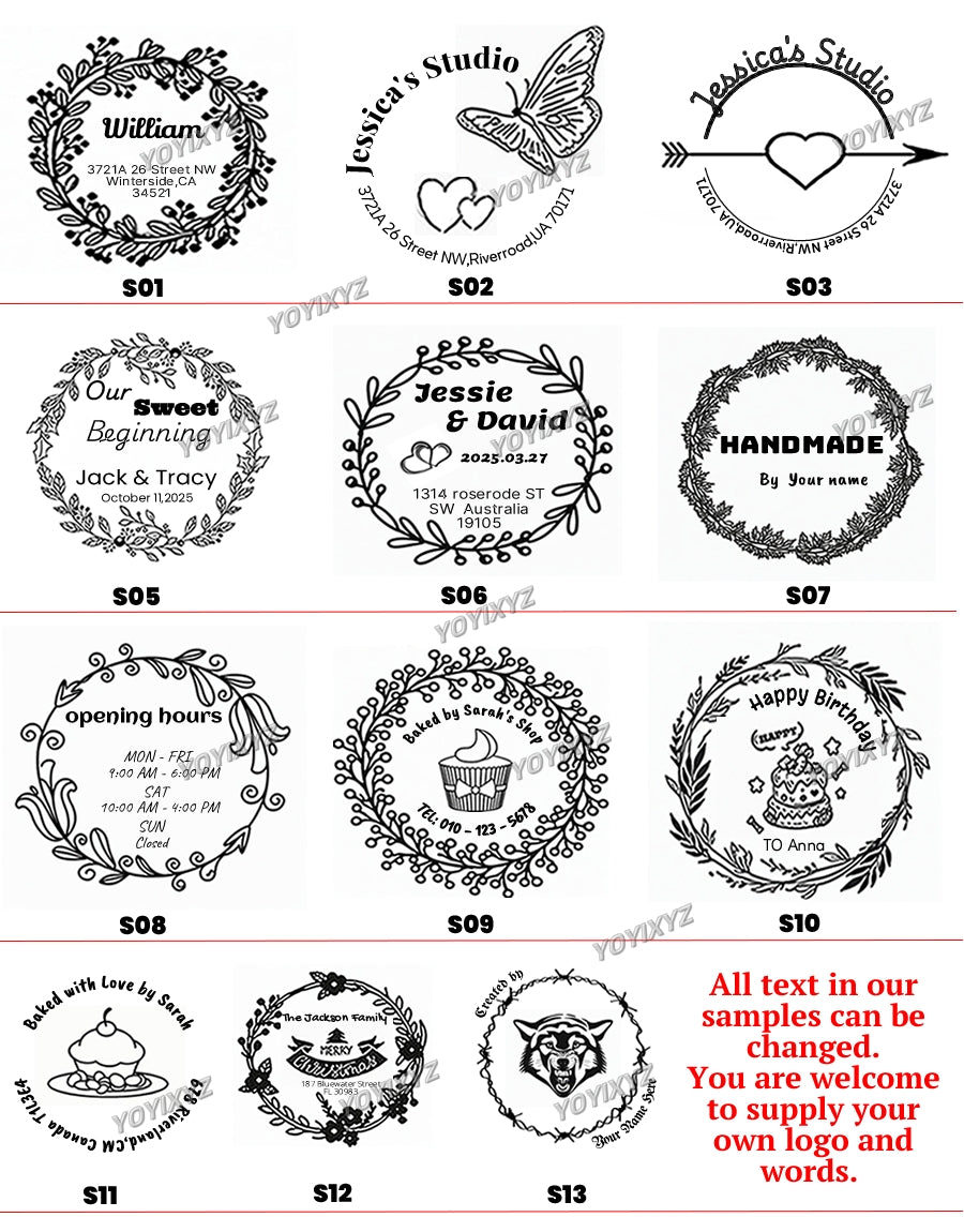Personalized Stamp Custom stamps Self Inking handmade Wedding Address logo bakery round rectangle