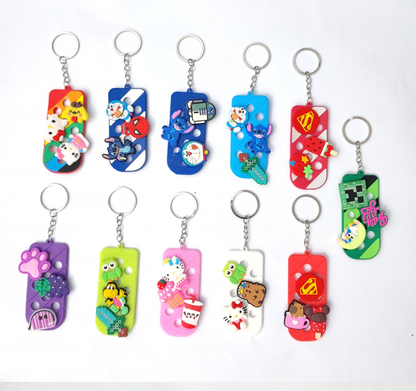 25pcs/Set Random Mix Plastic Shoe Charms Crocs Keychains PVC Key Chain with Hole