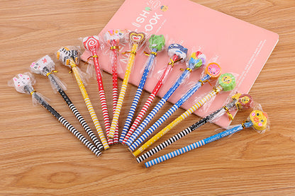 24pcs Animal Eraser Topper Wooden Pencils Cartoon Cute Kid school Supply HB write