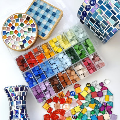 300g 0.39in Colorful Square Mosaic Tiles Glitter Assorted 1cm Artwork Home Decor