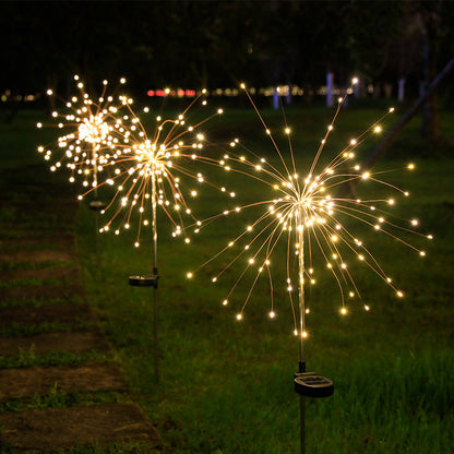2PCS 120 led Outdoor Solar Firework Lights Waterproof Lawn decor yard Christmas