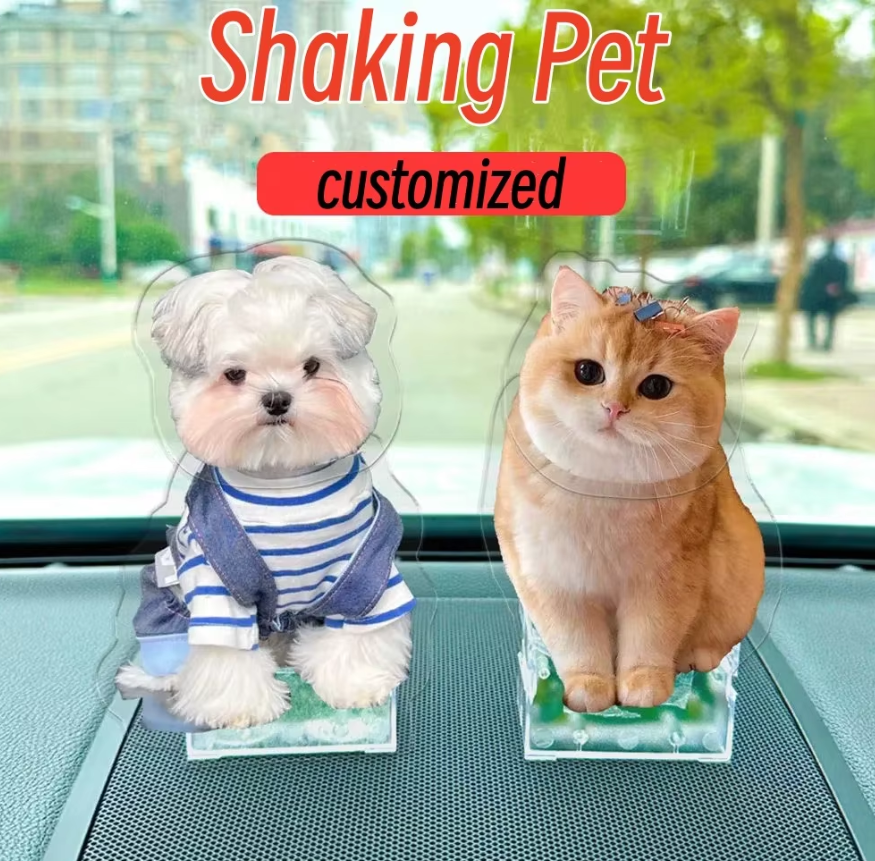 personalized Shake head pet decor plastic Car home decoration solar battery dual purpose