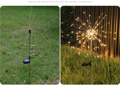 2PCS 120 led Outdoor Solar Firework Lights Waterproof Lawn decor yard Christmas