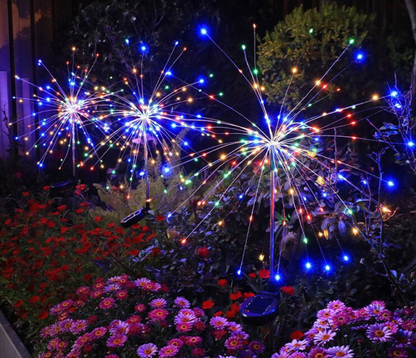2PCS 120 led Outdoor Solar Firework Lights Waterproof Lawn decor yard Christmas