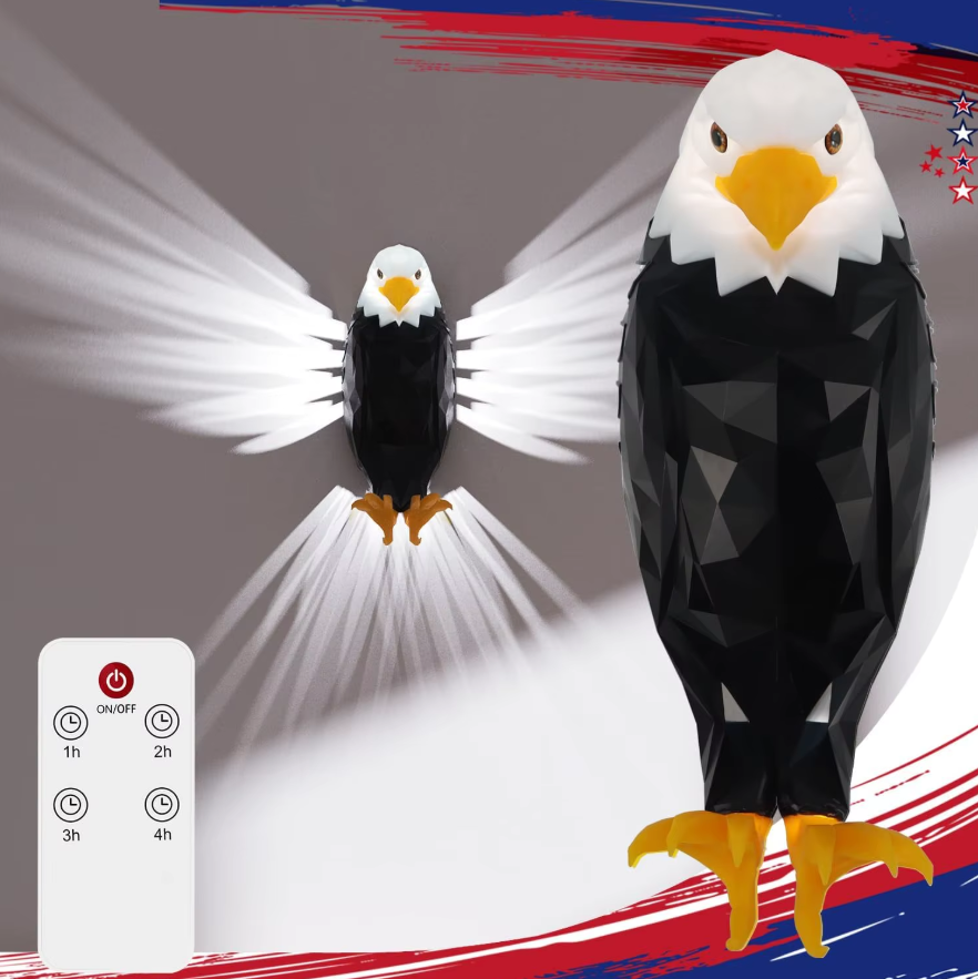 Bald Eagle Night Light Projection Lamp Remote Control Rechargeable Room Decor