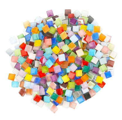 300g 0.39in Colorful Square Mosaic Tiles Glitter Assorted 1cm Artwork Home Decor