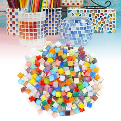 300g 0.39in Colorful Square Mosaic Tiles Glitter Assorted 1cm Artwork Home Decor