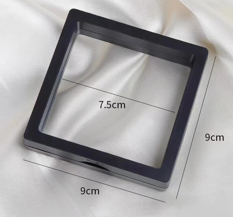 10pcs 9cm square 3D Floating Jewelry Coin Display medallions Box PE Film Jewelry