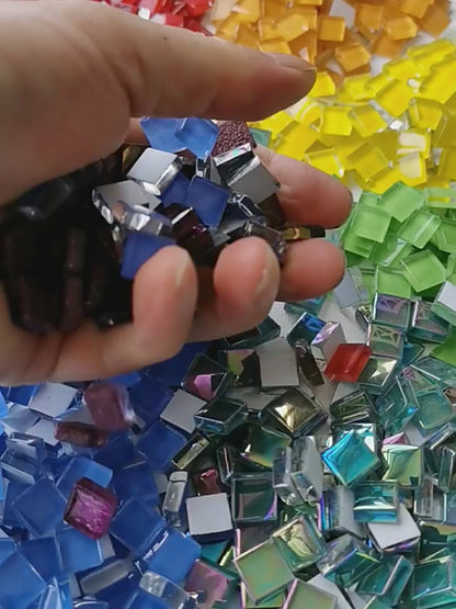 300g 0.39in Colorful Square Mosaic Tiles Glitter Assorted 1cm Artwork Home Decor