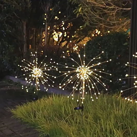 2PCS 120 led Outdoor Solar Firework Lights Waterproof Lawn decor yard Christmas